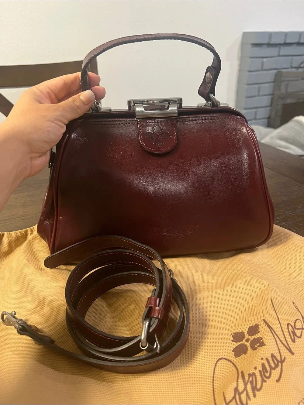 Patricia Nash Deep Burgundy Leather Top-Handle Satchel